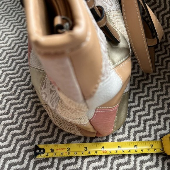 Giana Bernini Patchwork Multi - Color Leather Women's Purse HandBag Brown Beige - Picture 2 of 10